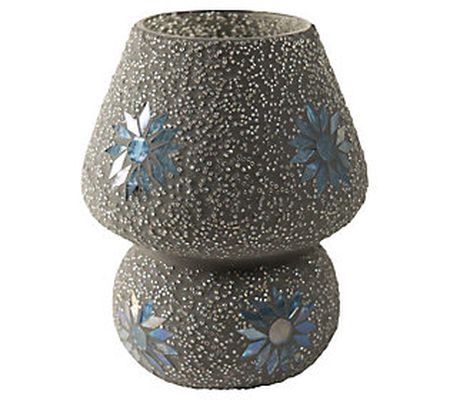 River of Goods 6.75"H Blue Glass Mosaic Mushroo m Novelty Lamp
