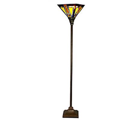 River of Goods 70"H Stained Glass Mission Style Torchiere