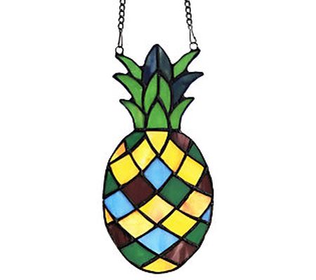 River of Goods 8.5"H Pineapple Stained Glass Wi ndow Panel