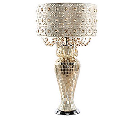 River of Goods Jeweled Metal & Mosaic Table Lam p w/Crystals