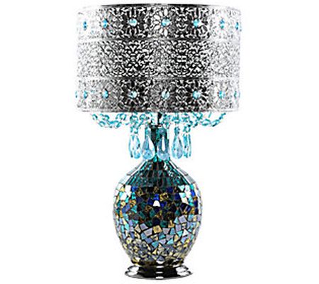 River of Goods Metal & Mosaic Table Lamp With C rystals