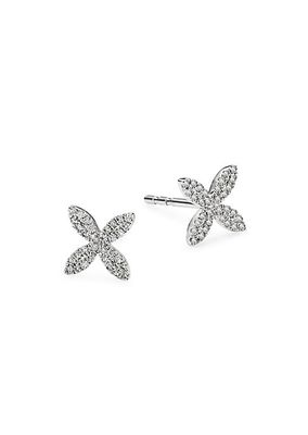 Riviera 14K White Gold & Diamond Flower Stud Earrings