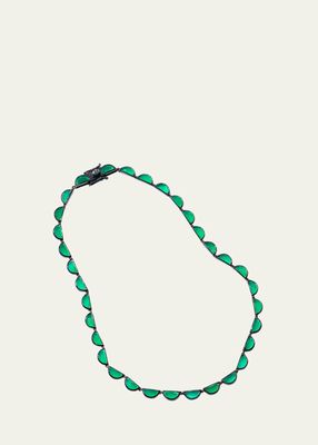 Riviere Scallop Necklace with 9mm Half-Moon Green Onyx