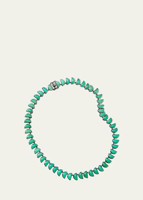 Riviere Worm Necklace with 9mm Half-Moon Chrysoprase