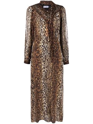Rixo Bette leopard-print silk midi dress - Brown