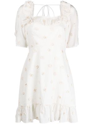 Rixo floral-appliqué cotton mini dress - White