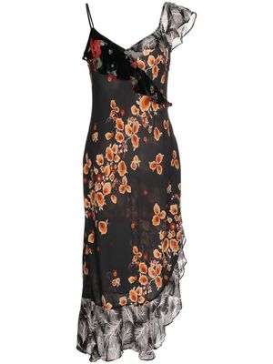 Rixo floral-print ruffled dress - Black