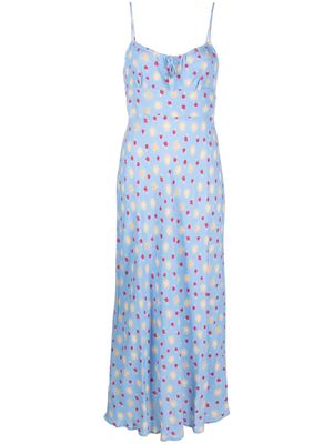 Rixo floral-print spaghetti-strap midi dress - Blue