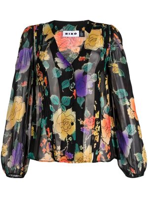 Rixo Giada semi-sheer floral-print blouse - Black