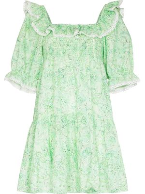 Rixo Harlow paisley-print puff-sleeve mini dress - Green