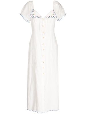 Rixo LD Briella floral-embroidered midi dress - White