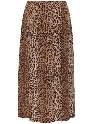 Rixo leopard-print pleated midi skirt - Brown