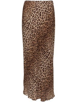 Rixo leopard-print slip midi skirt - Brown