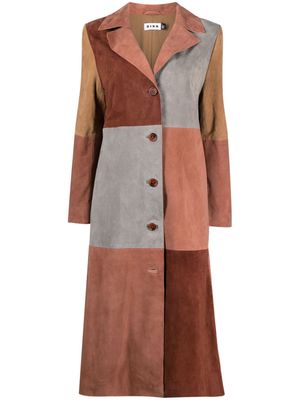 Rixo Lindsey patchwork suede coat - Multicolour