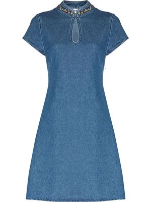 Rixo Lolita embroidered denim dress - Blue