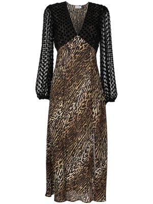 Rixo Melanie panelled long-sleeve dress - Black