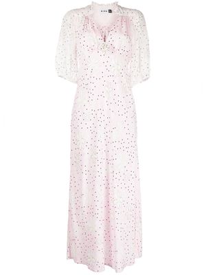Rixo Nicolette faux-flower short-sleeve dress - Pink