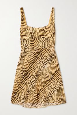 RIXO - Ronan Zebra-print Linen-blend Mini Dress - Animal print