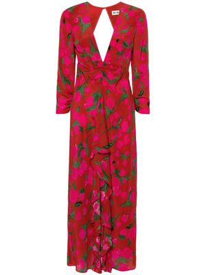 Rixo Rose silk maxi dress - Red