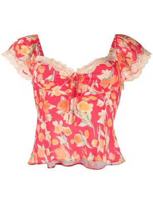 Rixo Rosella floral-print puff-sleeve blouse - Pink