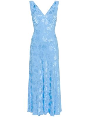Rixo Sandrine V-Neck Midi Dress - Blue