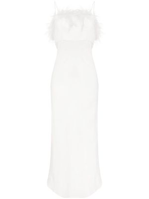 Rixo Selene feather-trim midi dress - White