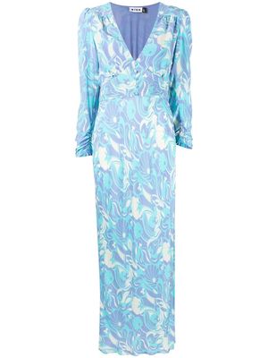 Rixo Selma 70s print silk dress - Blue