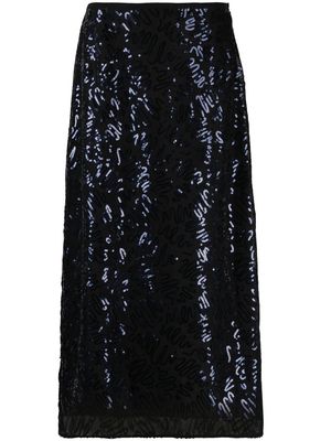 Rixo sequin-embellished straight skirt - Blue