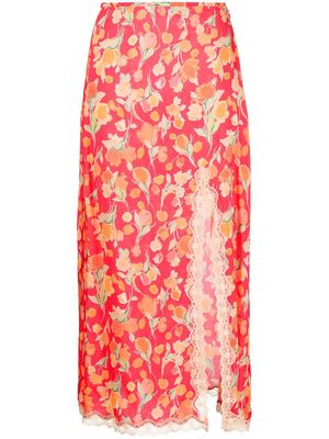 Rixo Sibila floral-print midi skirt - Pink