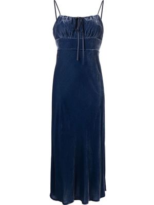 Rixo square-neck spaghetti-strap dress - Blue