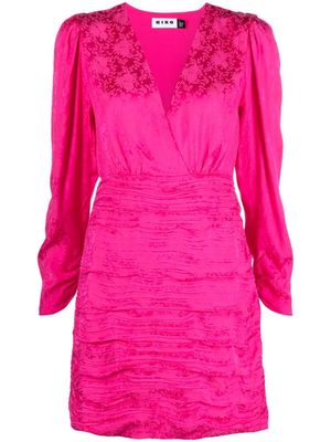 Rixo V-neck satin-jacquard minidress - Pink
