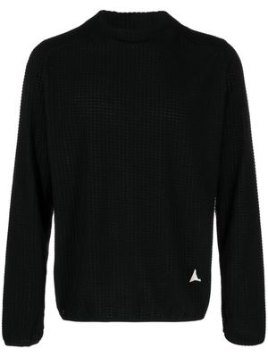 ROA logo-embroidered waffle-knit jumper - Black