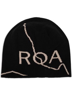 ROA logo organic cotton beanie - Black