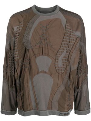 ROA panelled 3D-knit sweatshirt - Brown