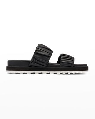 Roaming Ruched Two-Band Slide Sandals