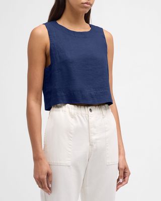 Robbie Sleeveless Linen Crop Top