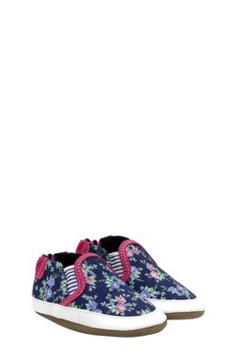Robeez Leah Floral Crib Shoe in Navy