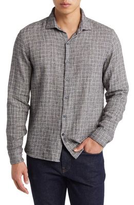 Robert Barakett Bowcastle Plaid Cotton & Linen Button-Up Shirt in Tan