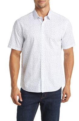 Robert Barakett Bozeman Scratch Print Short Sleeve Button-Up Shirt in White