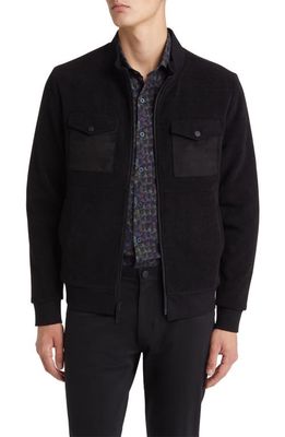 Robert Barakett Dunbar Mixed Media Zip Jacket in Black