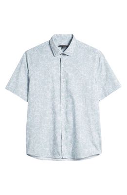 Robert Barakett Faraday Floral Short Sleeve Button-Up Shirt in Light Blue