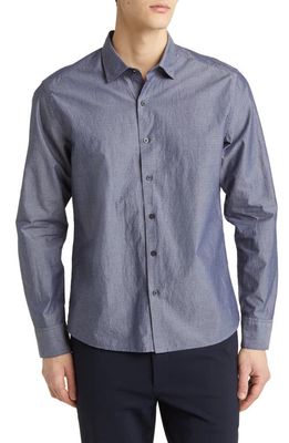 Robert Barakett Hexam Dobby Dot Button-Up Shirt in Blue Grey
