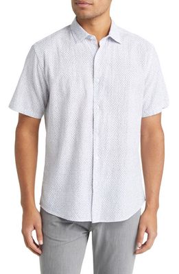 Robert Barakett Jones Microdot Short Sleeve Button-Up Shirt in White