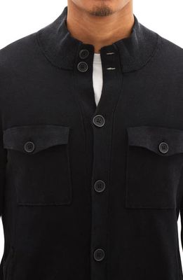 Robert Barakett Loki Mock Neck Cotton Cardigan in Black