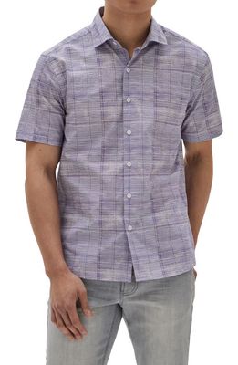 Robert Barakett Lowanna Short Sleeve Cotton Button-Up Shirt in Purple