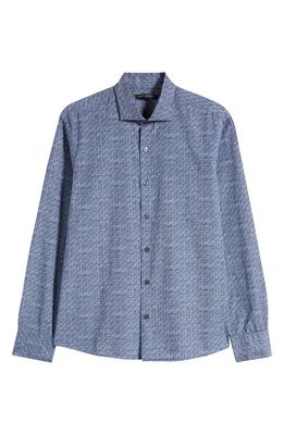 Robert Barakett Newpine Paisley Cotton Button-Up Shirt in Blue