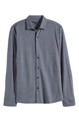 Robert Barakett Pambrun Knit Button-Up Shirt in Navy