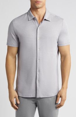 Robert Barakett Robbins Knit Short Sleeve Button-Up Shirt in Grey