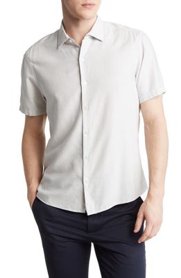 Robert Barakett Ryerson Stripe Short Sleeve Button-Up Shirt in Light Grey