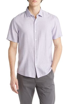 Robert Barakett Ryerson Stripe Short Sleeve Button-Up Shirt in Purple